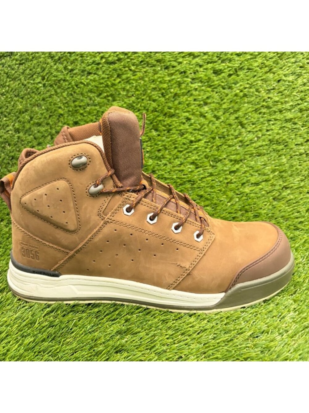Hard Yakka 3056 Mens Size 12 Brown White Leather Composite Toe Safety Work Boots